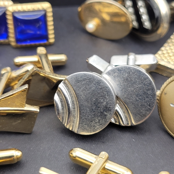 Gold Silver Tone Vintage Cufflinks Lot - Picture 8 of 16